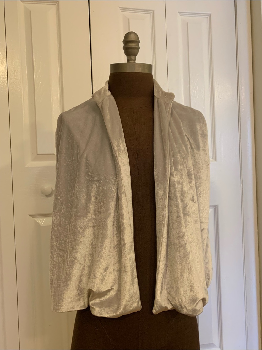 Silver Velvet Open-Front Women's Shawl
